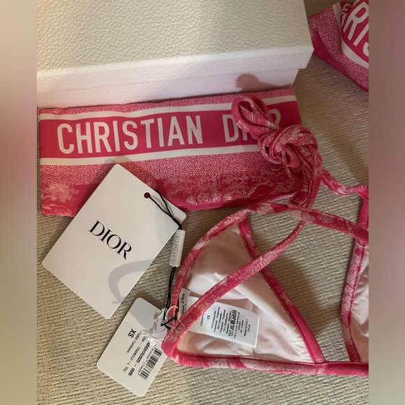 RARE DIORIVIERA BIKINI 
Bright Pink with Toile de Jouy Sauvage Motif BRAND NEW - Picture 10 of 13